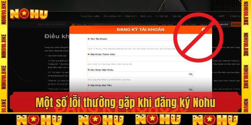 Một số lỗi thường gặp khi đăng ký Nohu và cách khắc phục